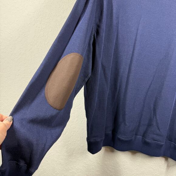 Men's Cremieux Navy Long Sleeve Half Zip Elbow Patch Pullover Size XL NEW - Picture 6 of 7